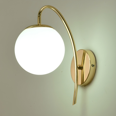 Contemporary Globe Shape Metal Wall Light with Glass Lampshade