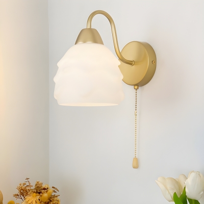 Contemporary Metal 1-Light Wall Light with Glass Lampshade for Bedroom
