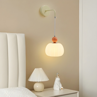 Contemporary Metal 1-Light Wall Lamp with Plastic Lampshade for Bedroom