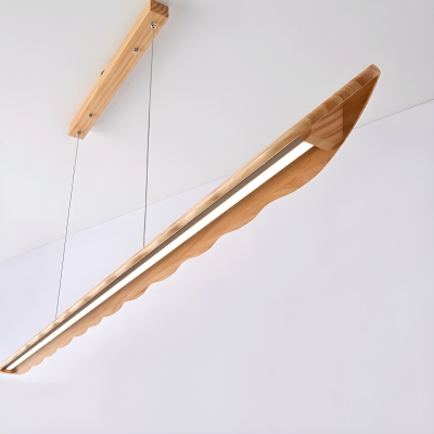 Modern Wood 1-light Island Light with Adjustable Hanging Length for Dining Room