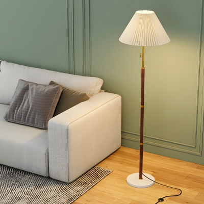 Modern Metal 1-Light Floor Lamp with Fabric Lampshade for Living Room