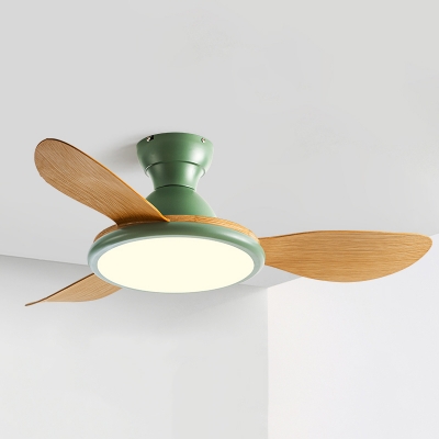 Modern Metal Flushmount Ceiling Fan with LED Light and Remote Control