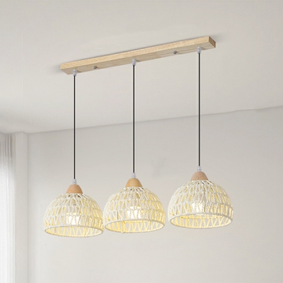 Modern Wood Adjustable Hanging Length Pendant Light for Living Room