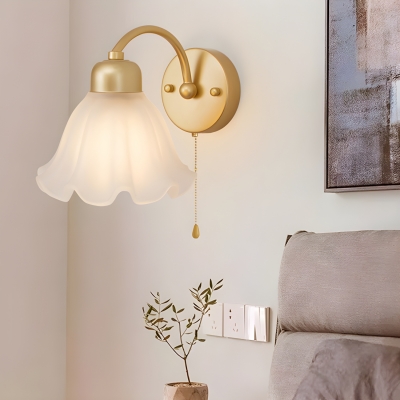 Contemporary Metal Glass Lampshade Sconce Light for Bedroom & Living Room