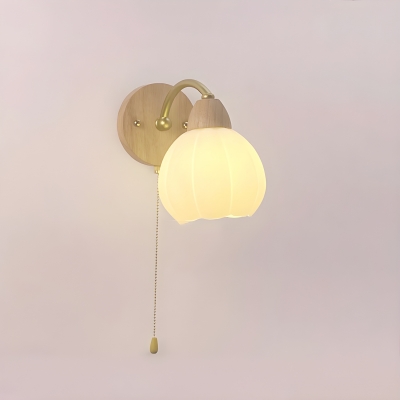 Modern 1-Light Metal Wall Lamp with Glass Lampshade for Bedroom