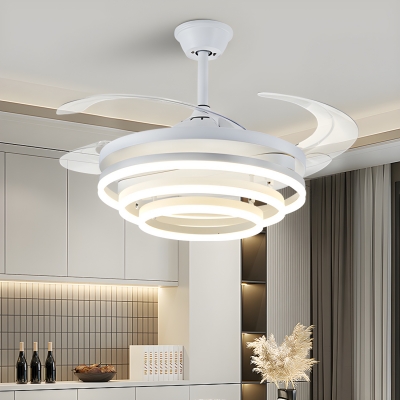 Remote Control Metal Ceiling Fan with Dual Gear Color Temperature and Downrods Mounting