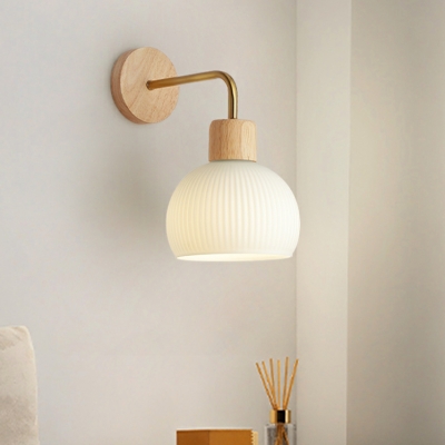 Contemporary Wood Living Room & Bedroom Wall Light with Lampshade