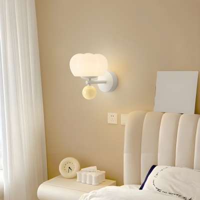 Scandinavian Pumpkin Shape Wall Lamp with Plastic Lampshade for Bedroom