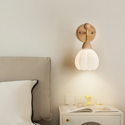 Scandinavian Wood Living Room & Bedroom Wall Light with Lampshade