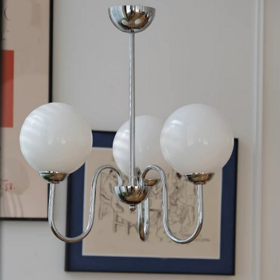 Contemporary Metal Living Room Globe Shape Chandelier with Glass Lampshade