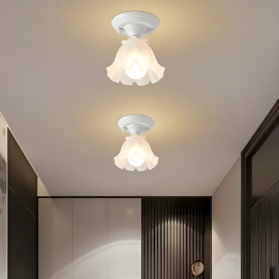 Modern Metal 1-Light Semi-flushmount Ceiling Light with Glass Lampshade