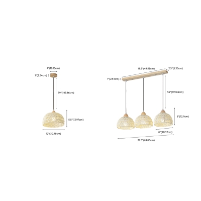 Modern Wood Adjustable Hanging Length Pendant Light for Living Room
