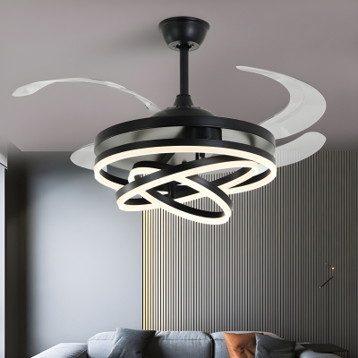 Remote Control Metal Ceiling Fan with Dual Gear Color Temperature and Downrods Mounting