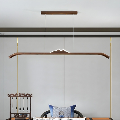 Scandinavian Simple Wood 1-light Island Light with Adjustable Hanging Length