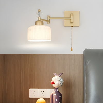 Contemporary Metal 1-Light Wall Lamp with Ceramics Lampshade for Bedroom