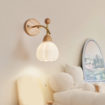 Scandinavian Wood Living Room & Bedroom Wall Light with Lampshade