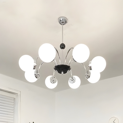 Contemporary Metal Chandelier Glass Lampshade for Bedroom & Living Room