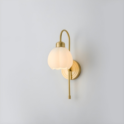 Contemporary Metal Sconce Light with Glass Shade for Bedroom