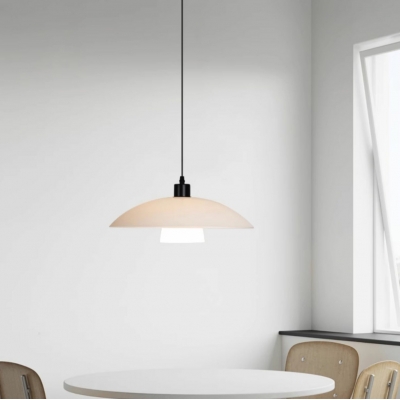 Modern Adjustable Hanging Length Dining Room Pendant Light with Glass Lampshade