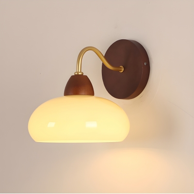 Scandinavian Simple Wood 1-Light Bedroom Wall Lamp with Lampshade
