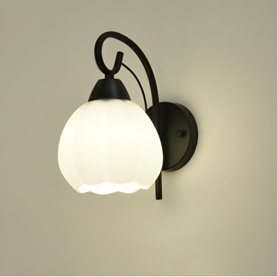 Contemporary 1-light Wall Lamp with Glass Lampshade for Living Room