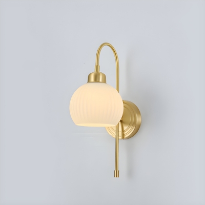 Contemporary Metal Sconce Light with Glass Shade for Bedroom