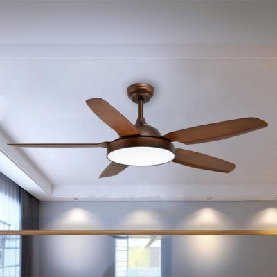 Elegant Metal Semi-Flushmount Ceiling Fan with Dimmable LED Light and Remote Control