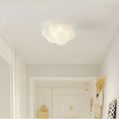Modern Simple Metal Flush Mount Ceiling Light With Plastic Lampshade