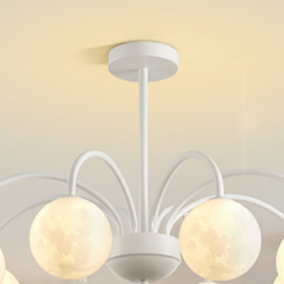 Contemporary Metal Chandelier with Ball Shape Lampshade for Living Room