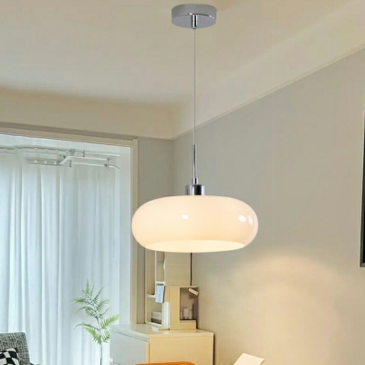 Modern Adjustable Hanging Length Pendant Light with Glass Lampshade for Living Room