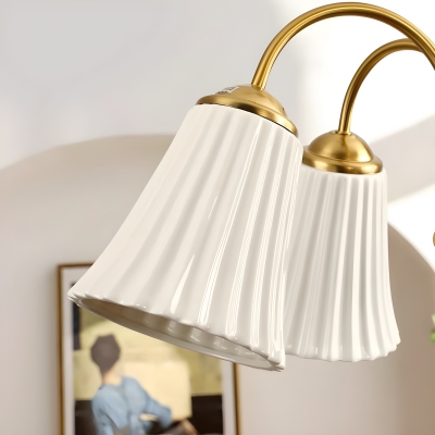 Contemporary Metal Chandelier with Ceramic Lampshade for Bedroom