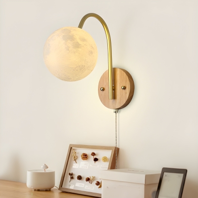 Modern 1-Light Metal Wall Lamp with Glass Lampshade for Bedroom