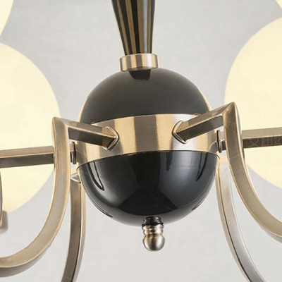 Modern Adjustable Hanging Length Globe Chandelier with Glass Lampshade
