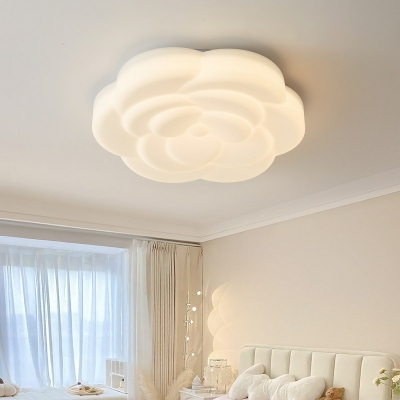 Modern Plastic Flush Mount Ceiling Light with Integrated Led for Bedroom