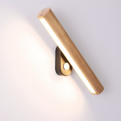 Scandinavian Wood Rotate Wall Sconce with Integrated Led for Living Room