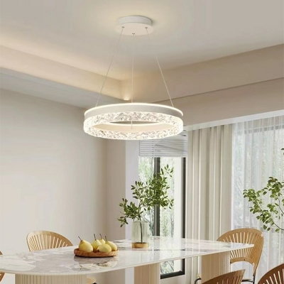 Modern Acrylic Lampshade Living Room Chandelier with Integrated Led