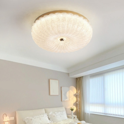 Modern Pumpkin Flush Mount Ceiling Light Fixture with Integrated Led for Living Room
