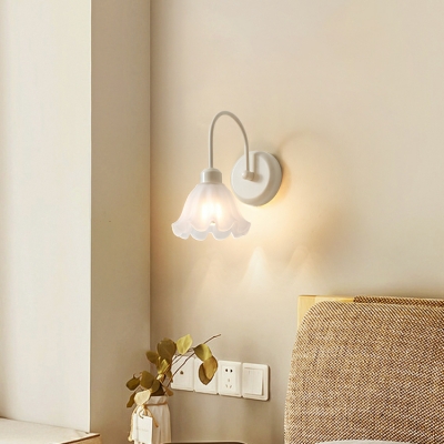 Contemporary Metal Living Room Wall Sconce with Glass Lampshade
