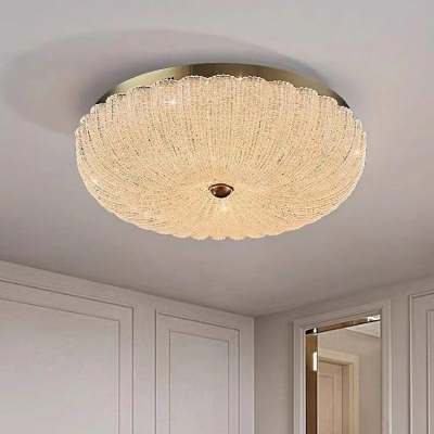 Modern Glass Lampshade Flush Mount Ceiling Light Fixture with Integrated Led