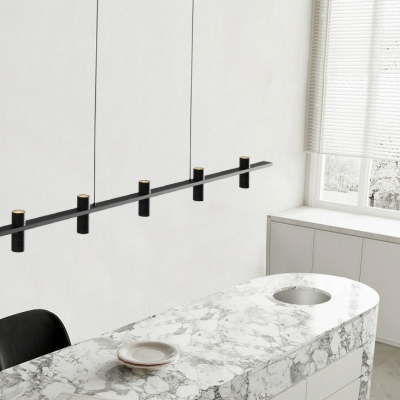 Modern LED Metal Dining Room Island Light with Adjustable Hanging Length