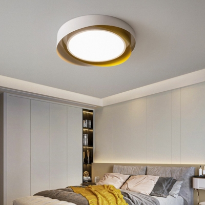 Modern Metal Flush Mount Living Room Ceiling Light with Acrylic Lampshade