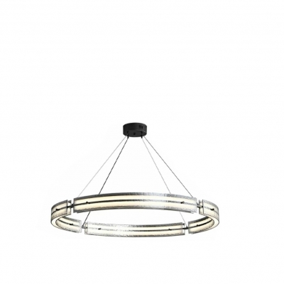 Modern Metal Hanging Cord Living Room Chandelier with Glass Lampshade