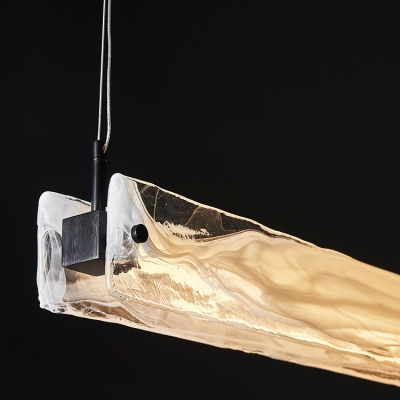 Contemporary Metal Island Light with Glass Lampshade & Integrated Led
