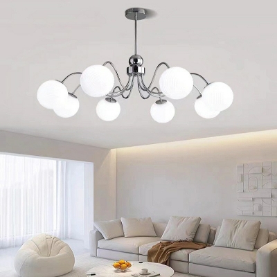 Modern Globe Shape Metal Chandelier with Glass Lampshade for Bedroom