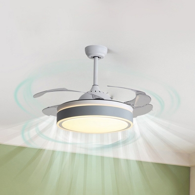 Modern Metal Downrod Ceiling Fan with Integrated LED Light for Living Room