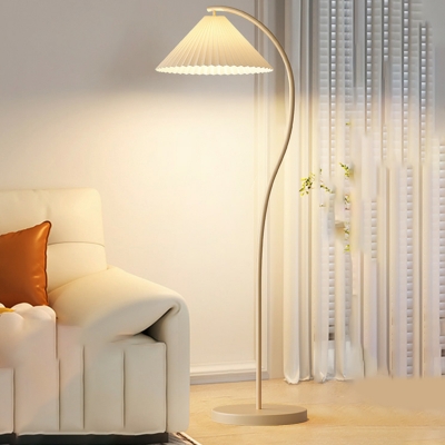 Modern Metal Standing Floor Lamp with Fabric Lampshade for Living Room