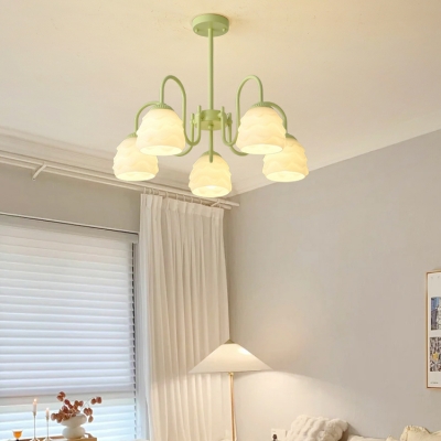 Modern Simple Glass Lampshade Living Room Chandelier with Downrod