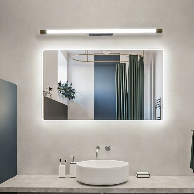 Modern Simple Metal Linear Vanity Light with Acrylic Lampshade
