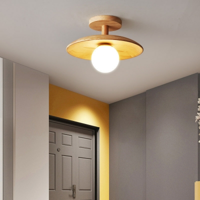 Scandinavian Simple Wood Semi-flushmout Ceiling Light for Bedroom