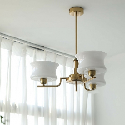 Scandinavian Multi-Light Living Room Chandelier with Glass Lampshade
